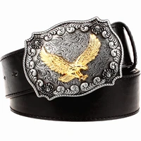 wild personality mens belt metal buckle golden eagle belts punk rock style trend women belt apparel accessories