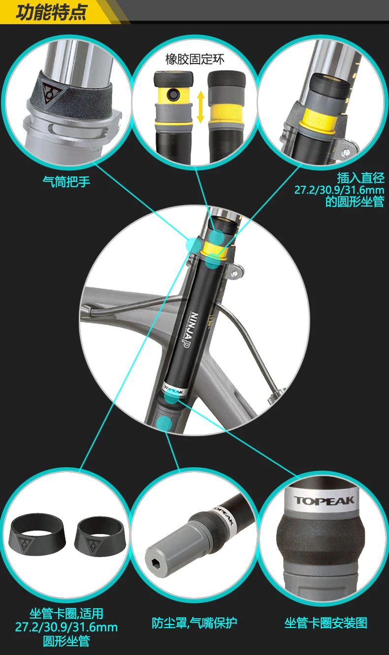 Topeak NINJA P велосипедный мини насос высокого давления дорожный велосипед 160psi Presta клапан портативный насос ЧПУ Надувное Велосипедное Подседельный штырь Скрытый насос