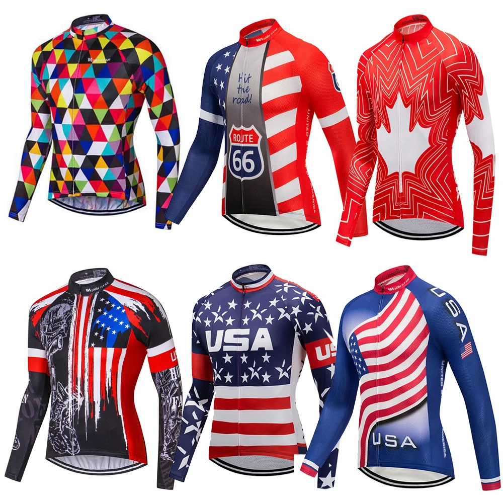 Weimostar USA Autumn Cycling Clothing Long Sleeve Jersey Men Breathable mtb Bike 100% Polyester Pro Team Bicycle | Спорт и