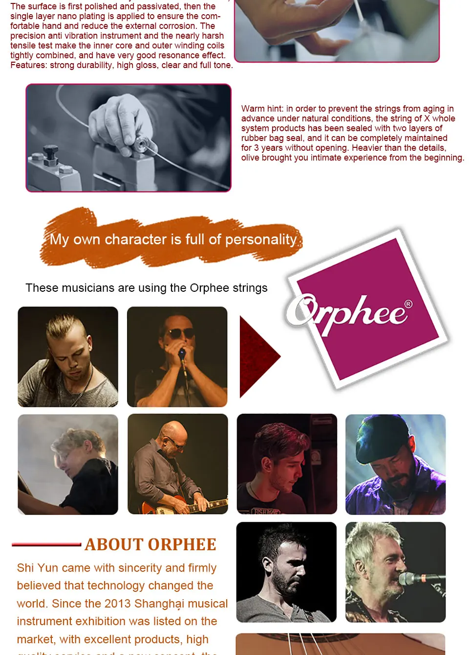 Orphee Классические гитарные струны нейлон и посеребренный провод жесткий/нормальное напряжение 028-043/028-045
