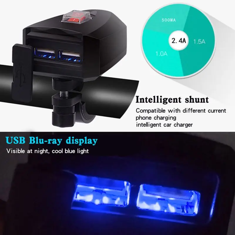 Автомобильное зарядное устройство для мотоцикла с широким напряжением двойной