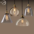 Подвесные светильники E27 в стиле лофт, винтажное освещение для столовой в стиле индастриал, из дымчатого стекла, ретро-светильник для кафе, бара, лампы в стиле индастриал