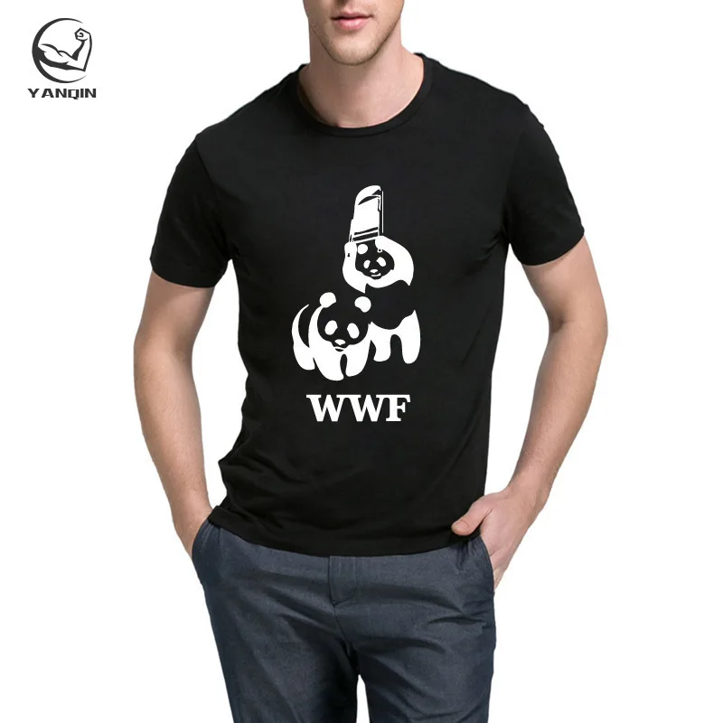 YANQIN 2018 парная футболка борьба WWF панда комедия короткий рукав крутая летняя