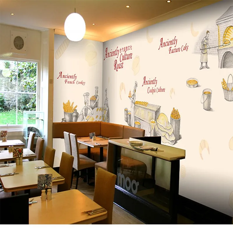 Обои 3d Индивидуальные хлебобулочные обои десертный чайный магазин Фастфуд