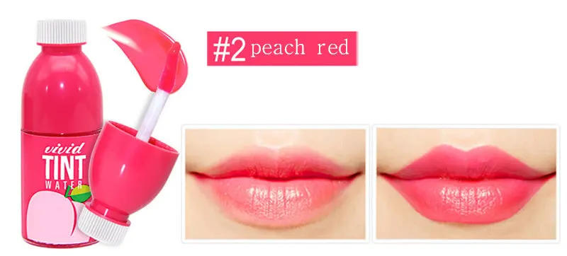 02 peach red NOVO Яркий оттенок для губ вода фруктовый окраска губ блеск для губ антипригарная чашка жидкая помада 24H длительный срок - Цвет: 02 peach red