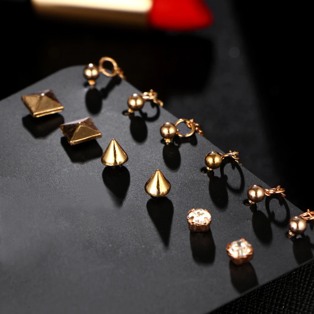 IF ME трендовые золотые серьги гвоздики для женщин смешанные Геометрические