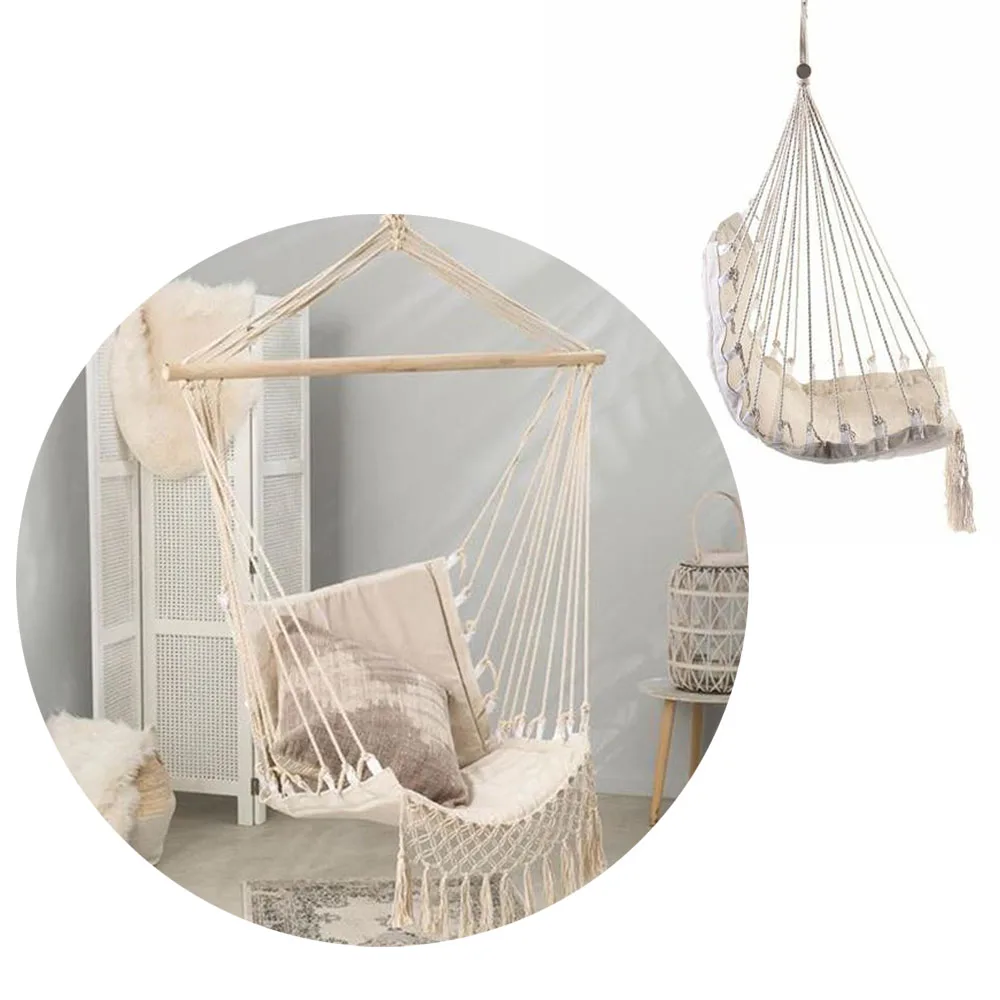 Hammock Chair Hanging Rope Swing For Children Adult Outdoor Indoor Furniture Swing Hanging Garden Dormitory Single Safety Chair