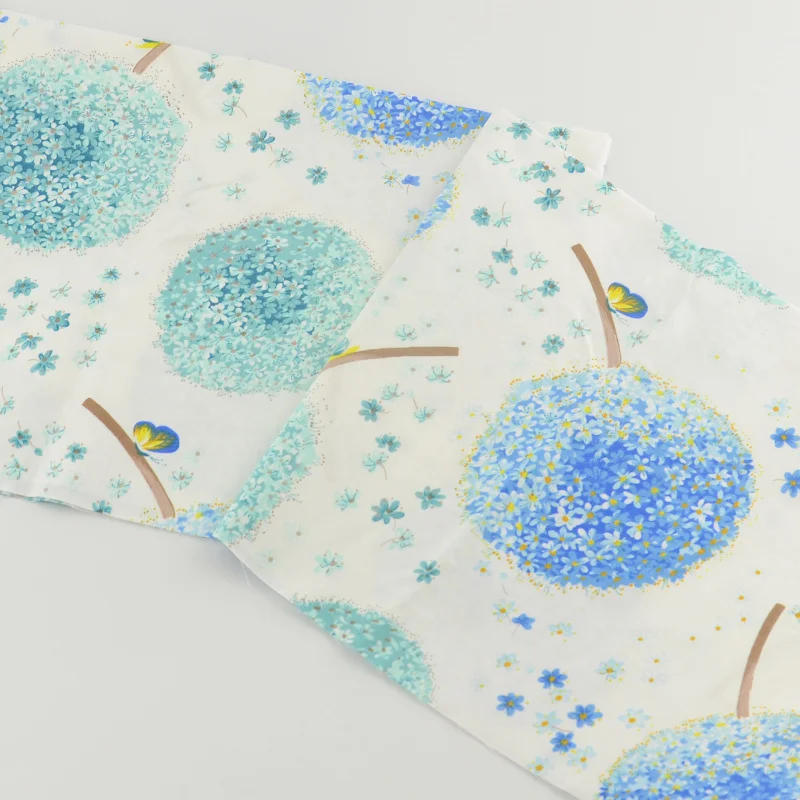 Синий цветок хлопка Ткань Постельные принадлежности Костюмы лоскутное