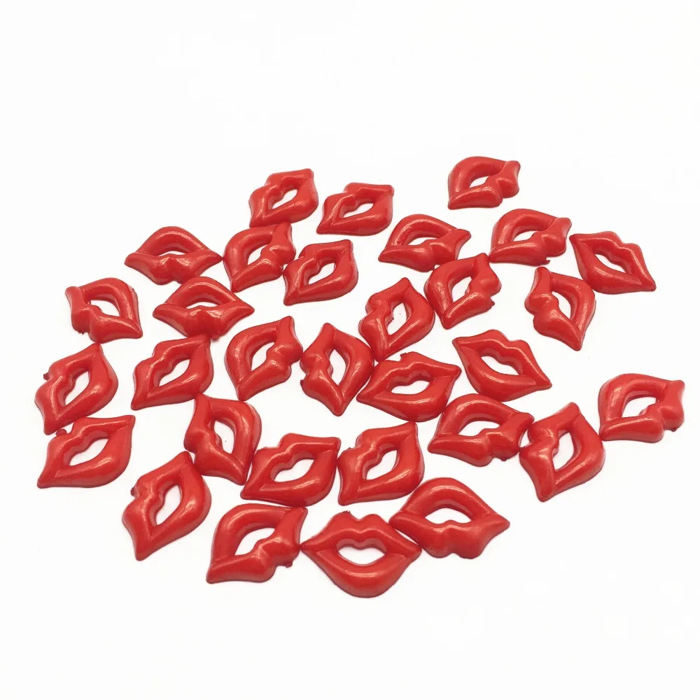 100 шт красный/розовый Губы формы пластиковые плоские спинки пуговицы | Пуговицы -32962887518