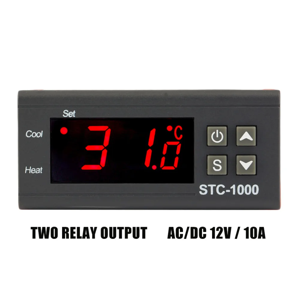 DC AC 12V/24V Two Relay Output Digital Temperature Controller STC-1000 Thermostat -50~99 Degree with Sensor | Инструменты