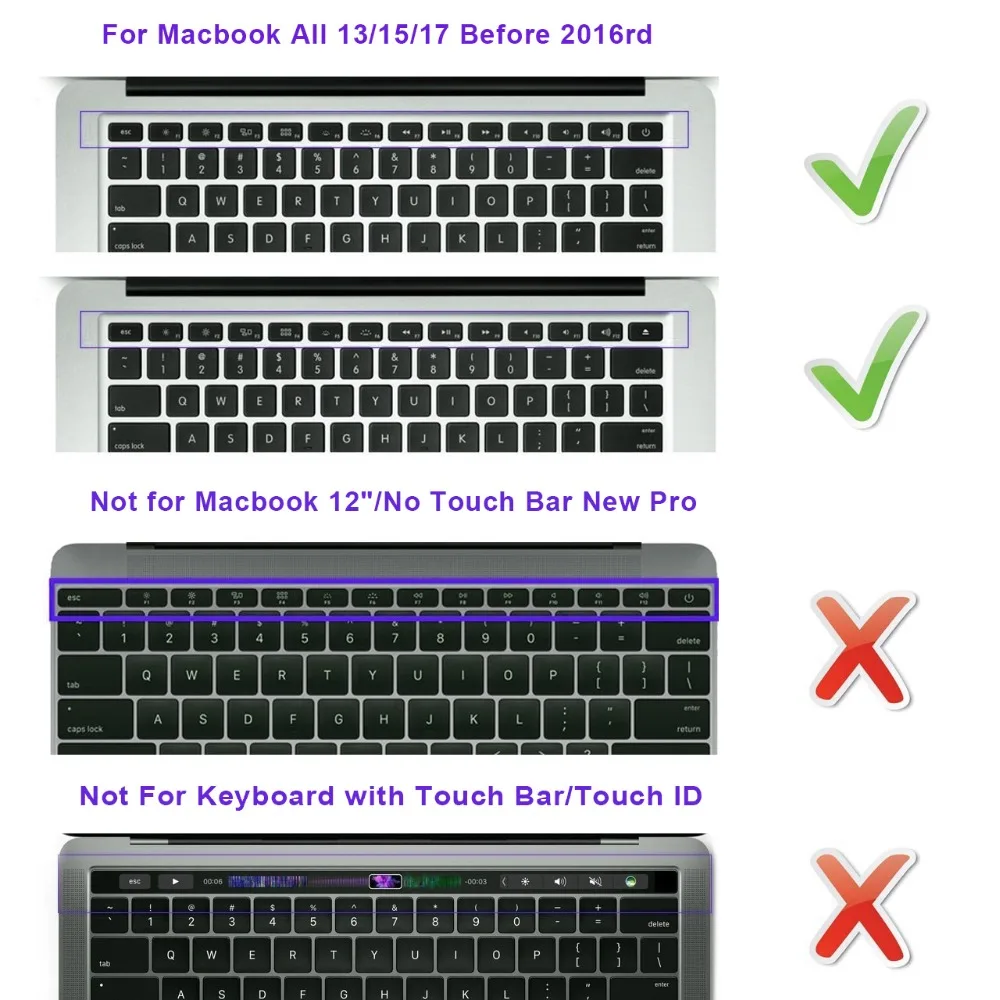 Silicone Soft Keyboard Cover Protector Rainbow Colorful Skin Dustproof For Apple MacBook Air Pro Retina 13" 15" 17"