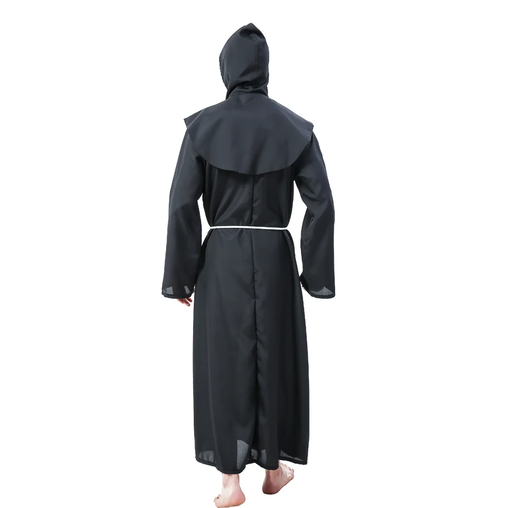

Halloween Costume for Adult Men Father Priest Costumes Medieval Father Monk Hooded Robes Priest Pastor Christian Church Cosplay