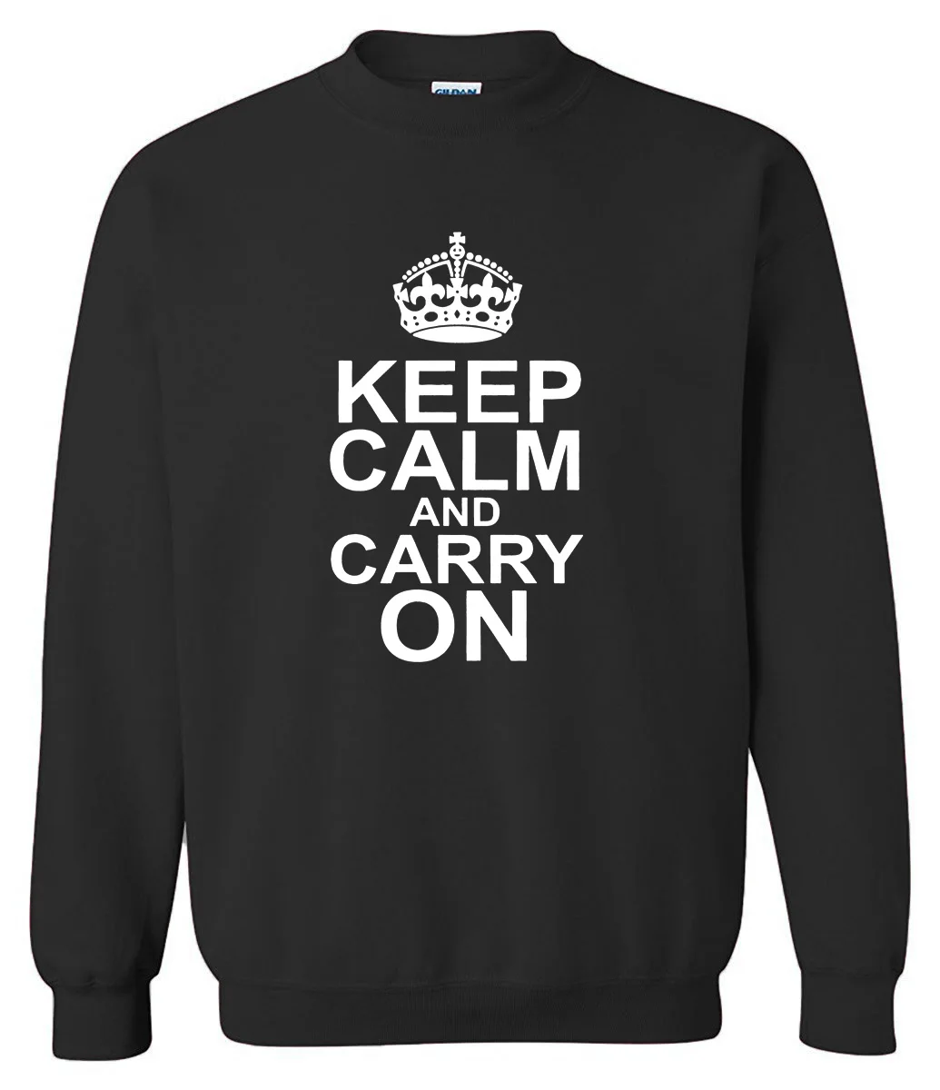 

Толстовка мужская с надписью Keep Calm And Carry On, весна-Зима 2019