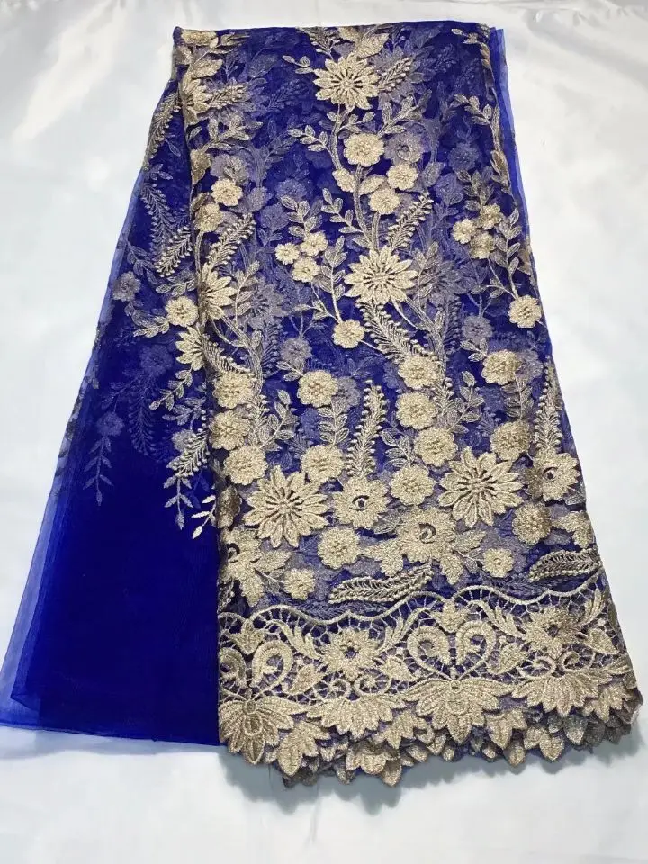 Модная винная французская сетчатая кружевная ткань и Золотая шелковая вышивка