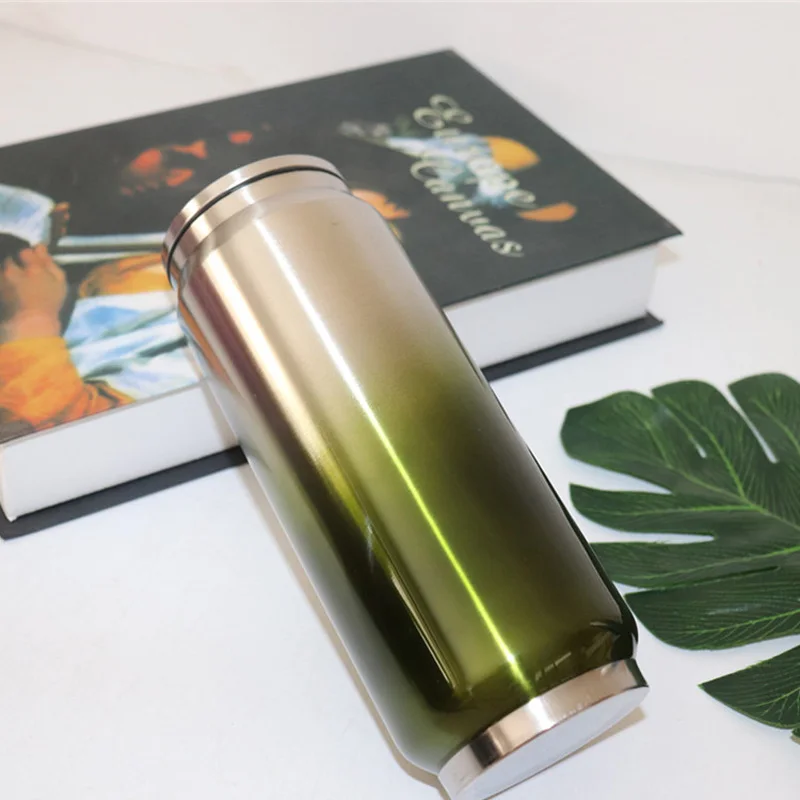 green Креативные банки из нержавеющей стали, кружка, кокс, бутылка для мальчиков и девочек, модная, индивидуальная, портативная, соломенная чашка, кружка - Цвет: green