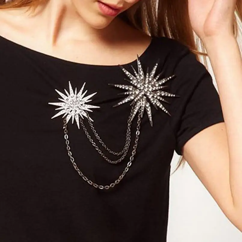 Европейская и американская брошь хрустальные звезды блестящая булавка в виде