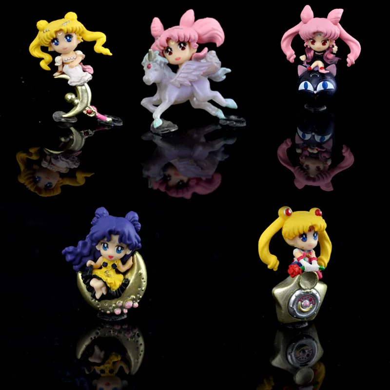 

5 Sailor Moon Shokugan Tsukino Usagi Mizuno Ami Hino Rei Kino Makoto Aino Minako Action Figure Mobile phone pendant decoration