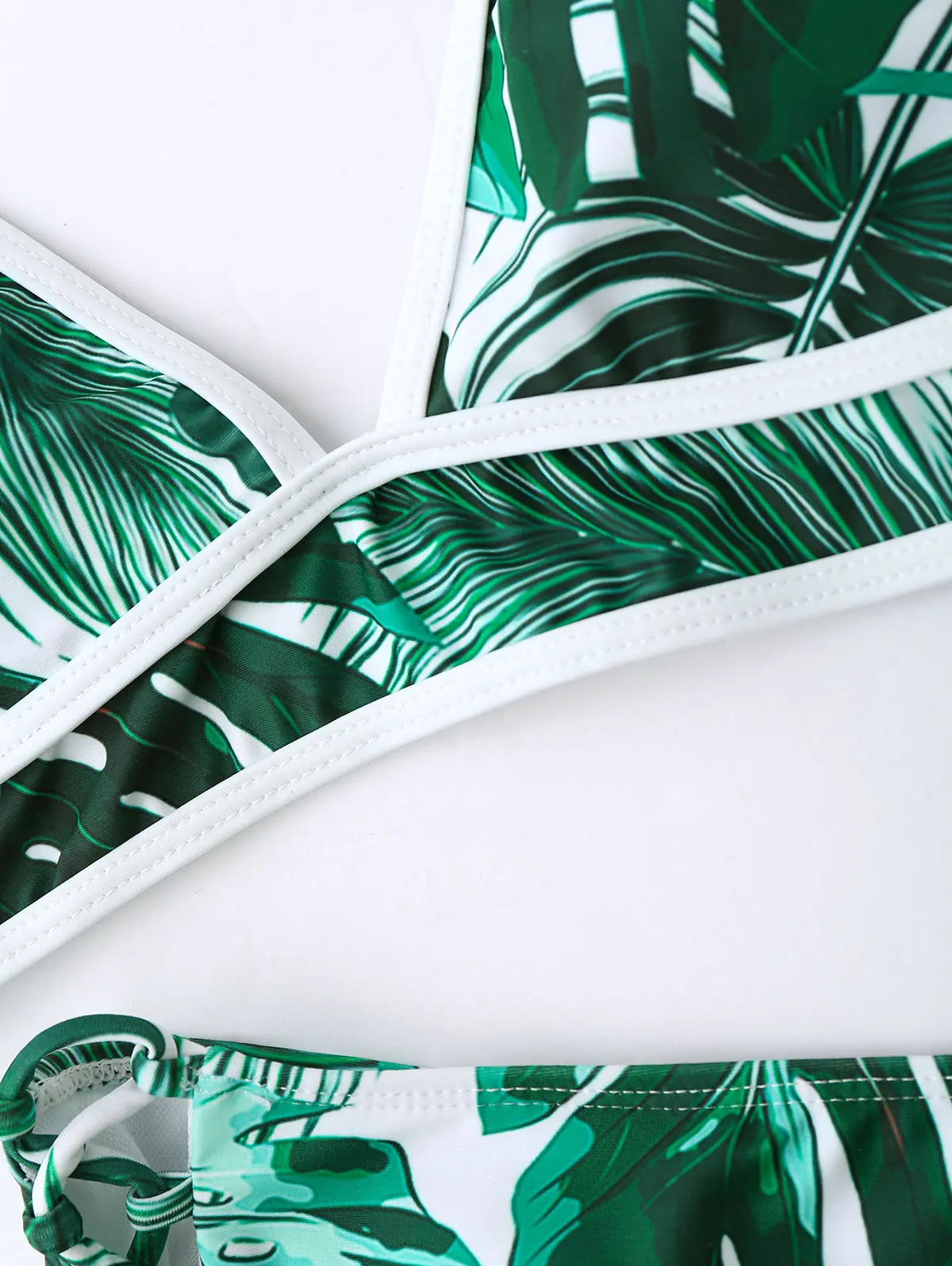 ZAFUL Новинки для женщин Высокая Талия Tropical Leaf Print комплект бикини пикантные женские Купальники для малышек Кружево растительного спагетти Бретели для нижнего белья купальники