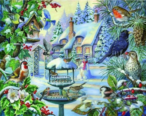 5d алмазная вышивка зимние птицы на снегу картина мозаика пасты Алмазная