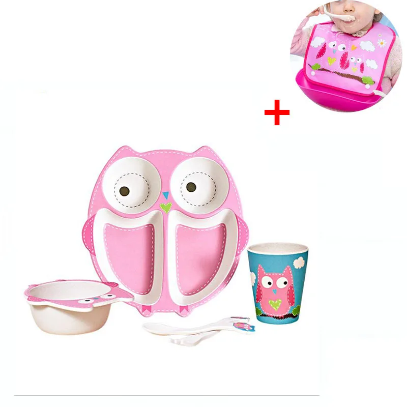 Набор посуды из бамбукового волокна для детей 6 шт./компл. тарелка животных посуда