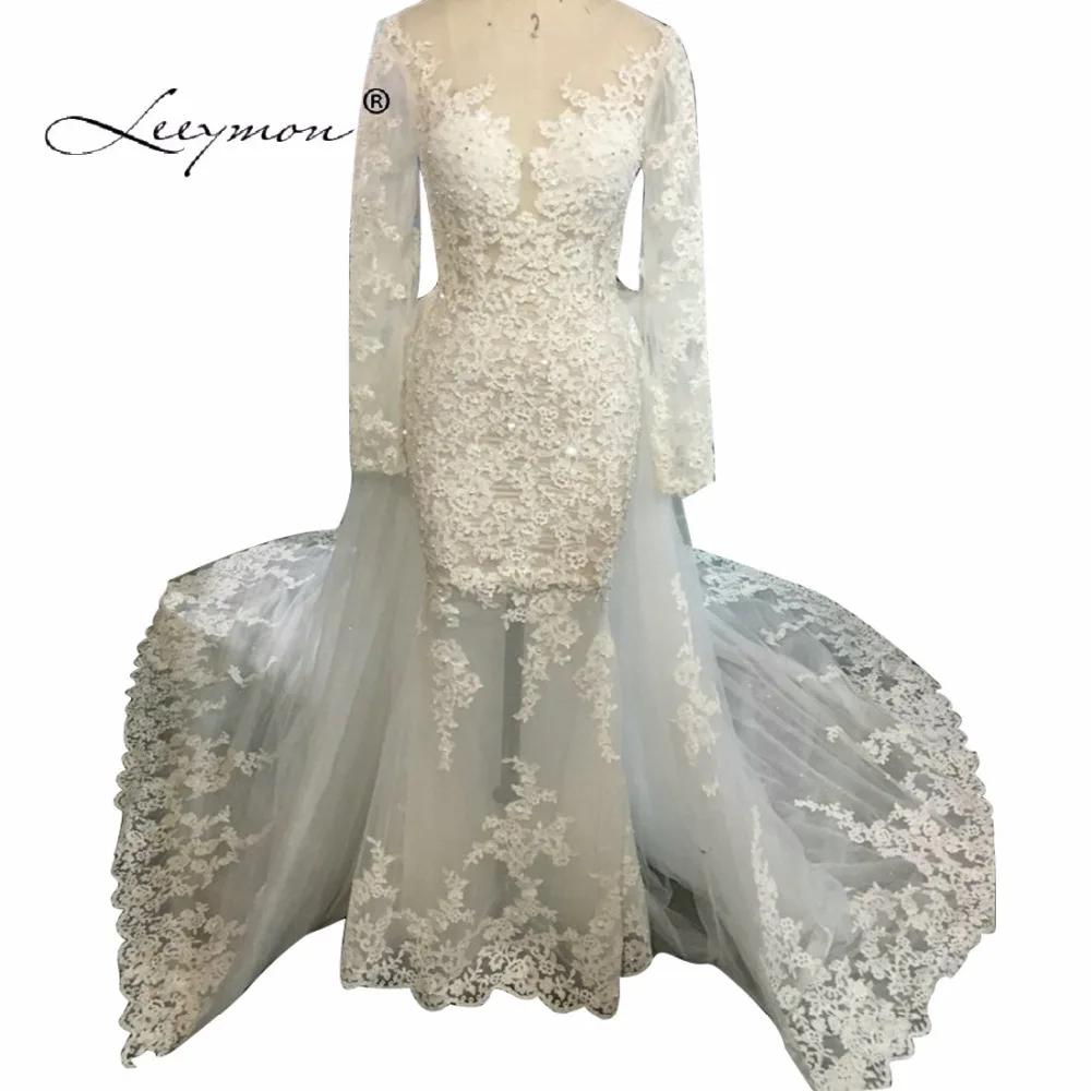 Leeymon сексуальная русалка с длинными рукавами кружева свадебное платье 2019 плюс