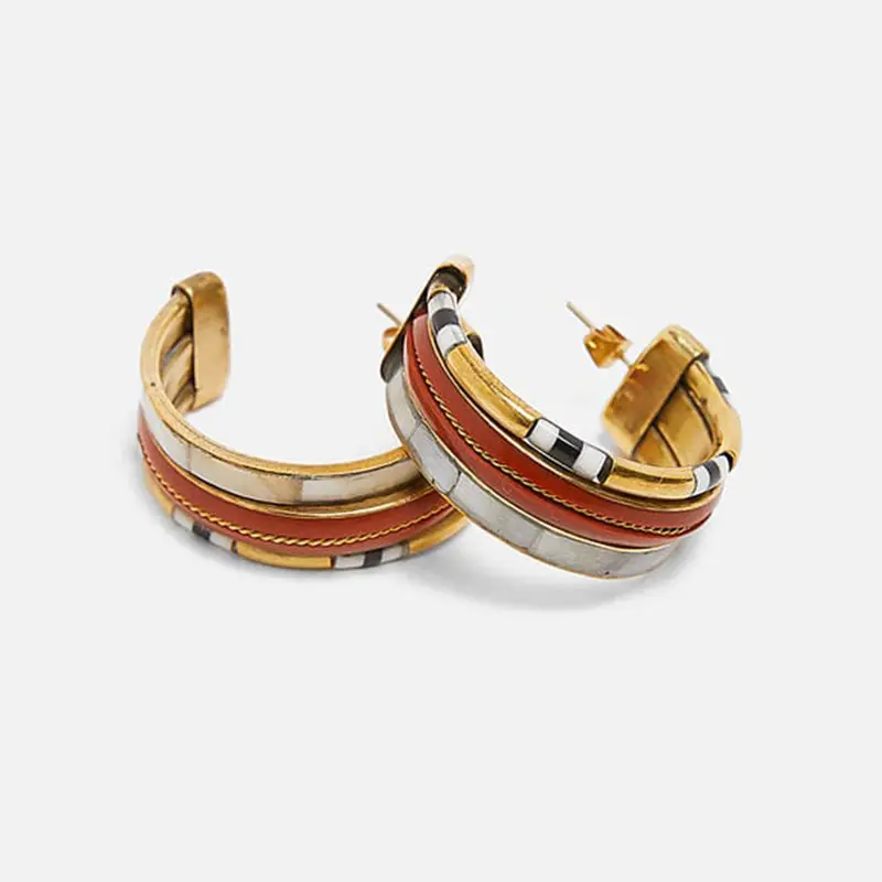 E0543132 JUST FEEL Boho, Цветные Висячие серьги из натурального камня для женщин, вечерние панковские этнические серьги с подвеской, свадебные ювелирные изделия - Окраска металла: E0543132