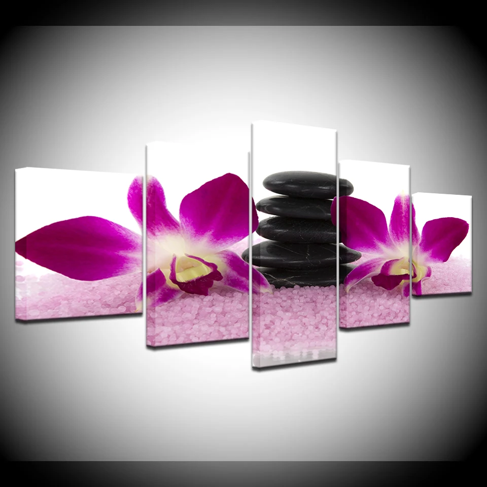 Настенная картина из бамбука с изображением орхидеи и дзен