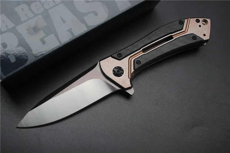 Новый складной нож ZT0801CF с шарикоподшипником D2 титановые Углеродные волокна для
