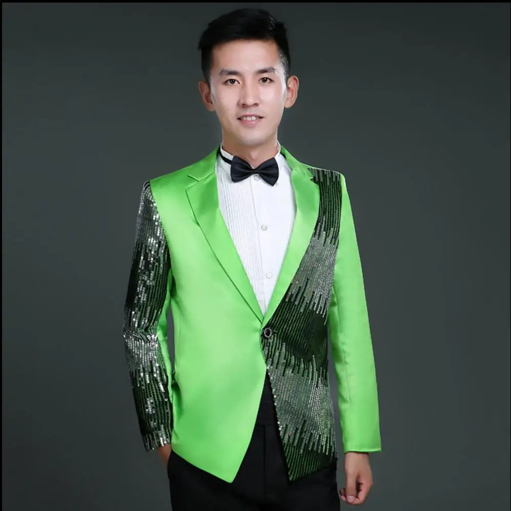 Костюм с блестками (пиджак + брюки рубашка галстук ремень) Мужской Блейзер