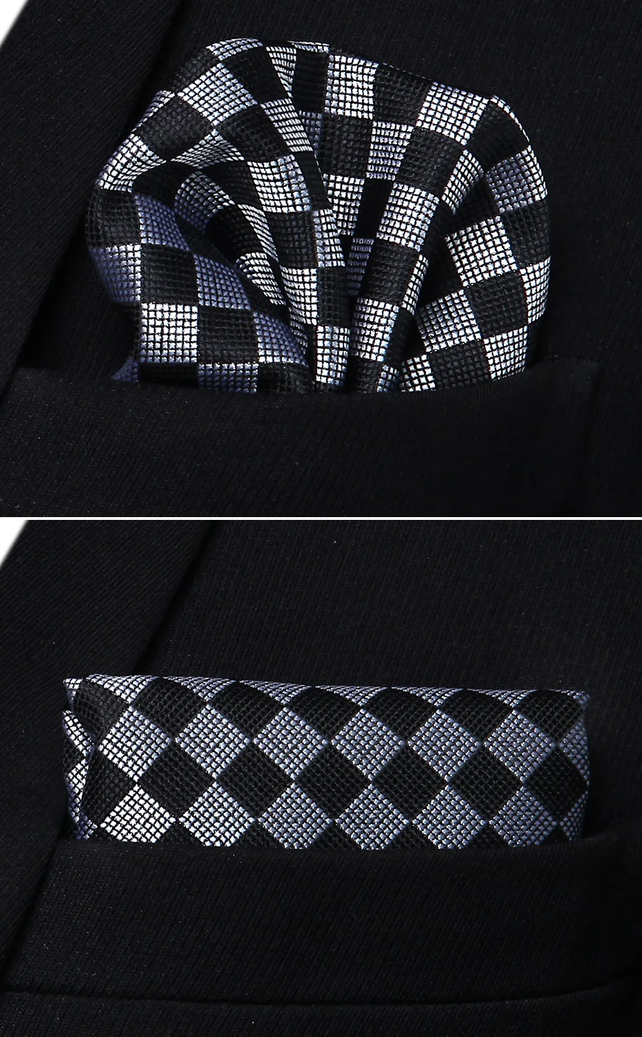 Тканый мужской галстук Модный черный серый клетчатый Набор платков и галстуков в