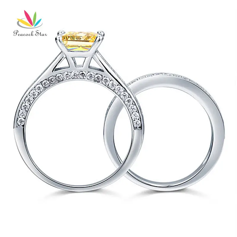 Комплект из кольца и серебра 925 пробы|ring set|wedding ring setprincess cut |