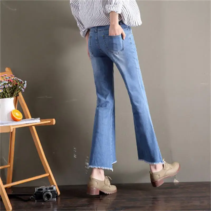 Лето 2020 джинсовые облегающие джинсы с завышенной талией женские брюки брюки|bell