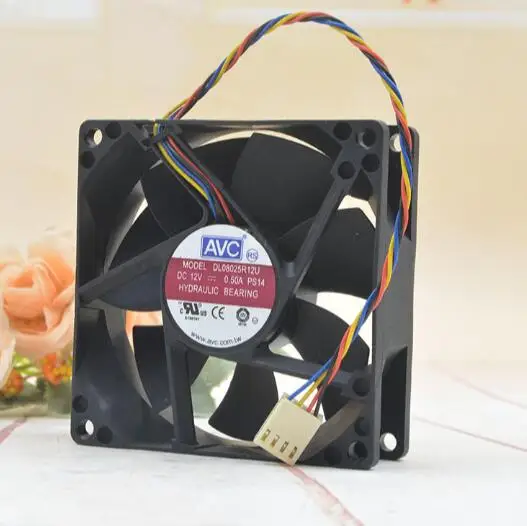 AVC 8 см 12В 0.5A DL08025R12U 8025 компьютерная материнская плата PWM четырехпроводной