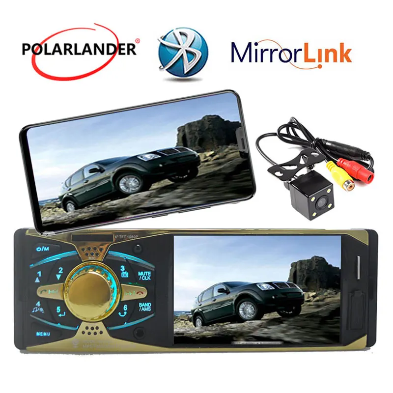 Автомагнитола 4 дюйма 5 языков 1 din BLUETOOTH 1080P поддержка видео камера заднего вида