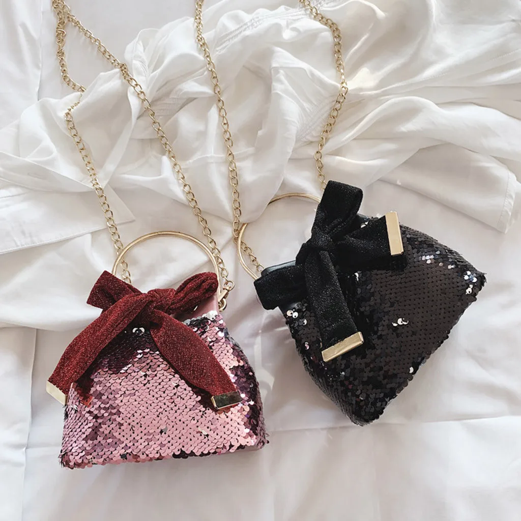 Женская сумка через плечо Aelicy дизайнерская универсальная с блестками и бантом