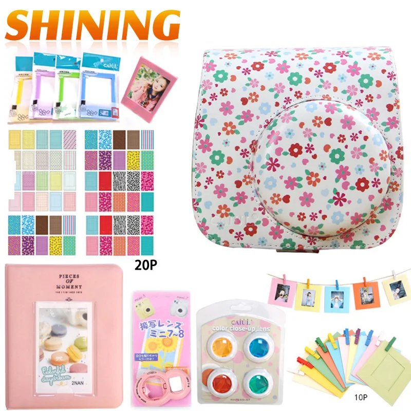 Fujifilm Instax Mini 8 Accessories Floral Map Bohemai Pattern Camera Case Bag Filters Album Hang Frames Selfie Lens Film | Электроника