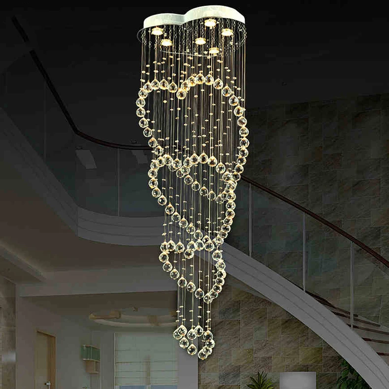 

Modern Luxury LED Crystal Chandelier Lights Heart Rain Drop Chandeliers k9 Crystal ball Lamp Dia 19.7*H74.6inch
