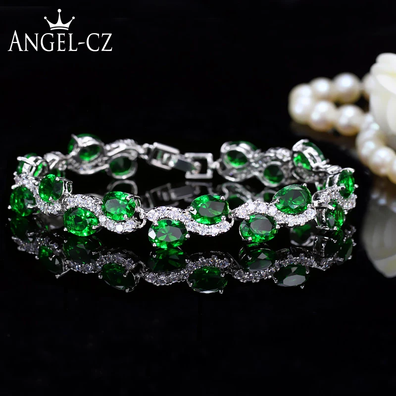 ANGELCZ элегантные зеленые CZ рождественские ювелирные изделия высокое качество