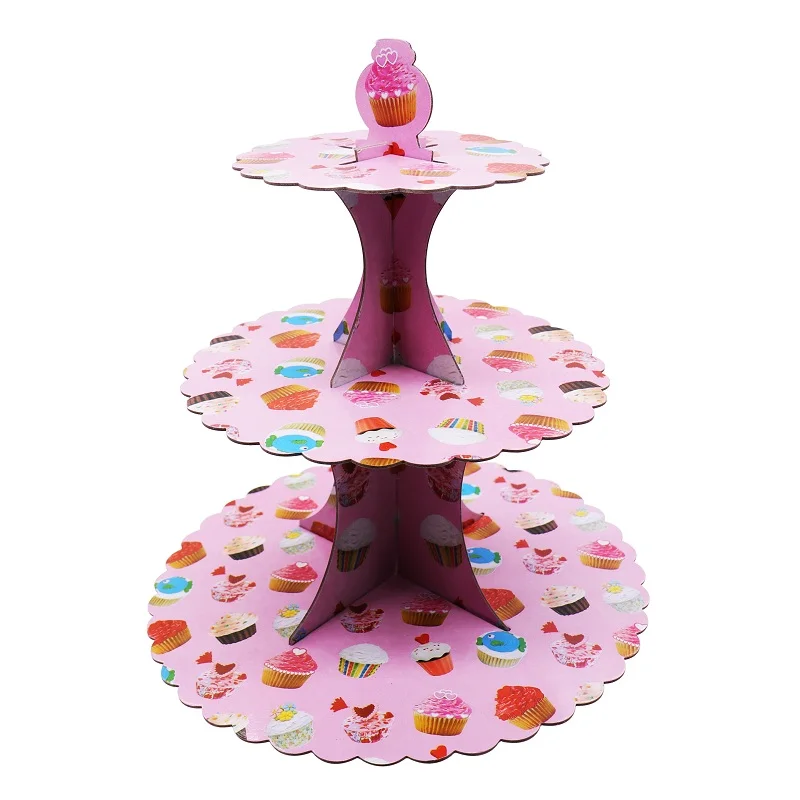 pink cake 1 шт. подставка для именинного пирога трехслойная подставка для торта стойка в горошек бумажная стойка для конфет принадлежности для свадебной вечеринки - Цвет: pink cake