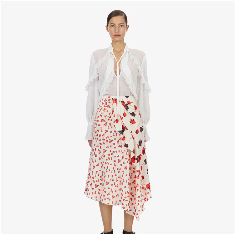 2019 вешняя и летняя женская печать нерегулярный фартук фарту- юбка | Женская