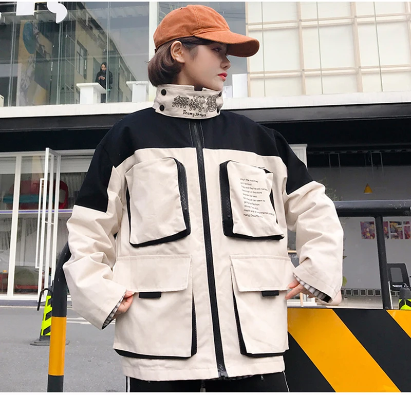 Plegie Harajuku, Женская куртка большого размера в стиле пэчворк, весна, новая верхняя одежда, пальто в стиле хип-хоп, свободная уличная одежда для колледжа, BF стильные куртки