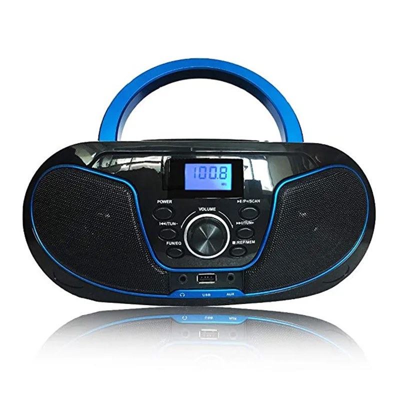 Черный LONPOO CD плеер Bluetooth динамик Бумбокс AUX USB FM Радио беспроводной стерео портативный динамик наушники CD плеер - Цвет: Черный