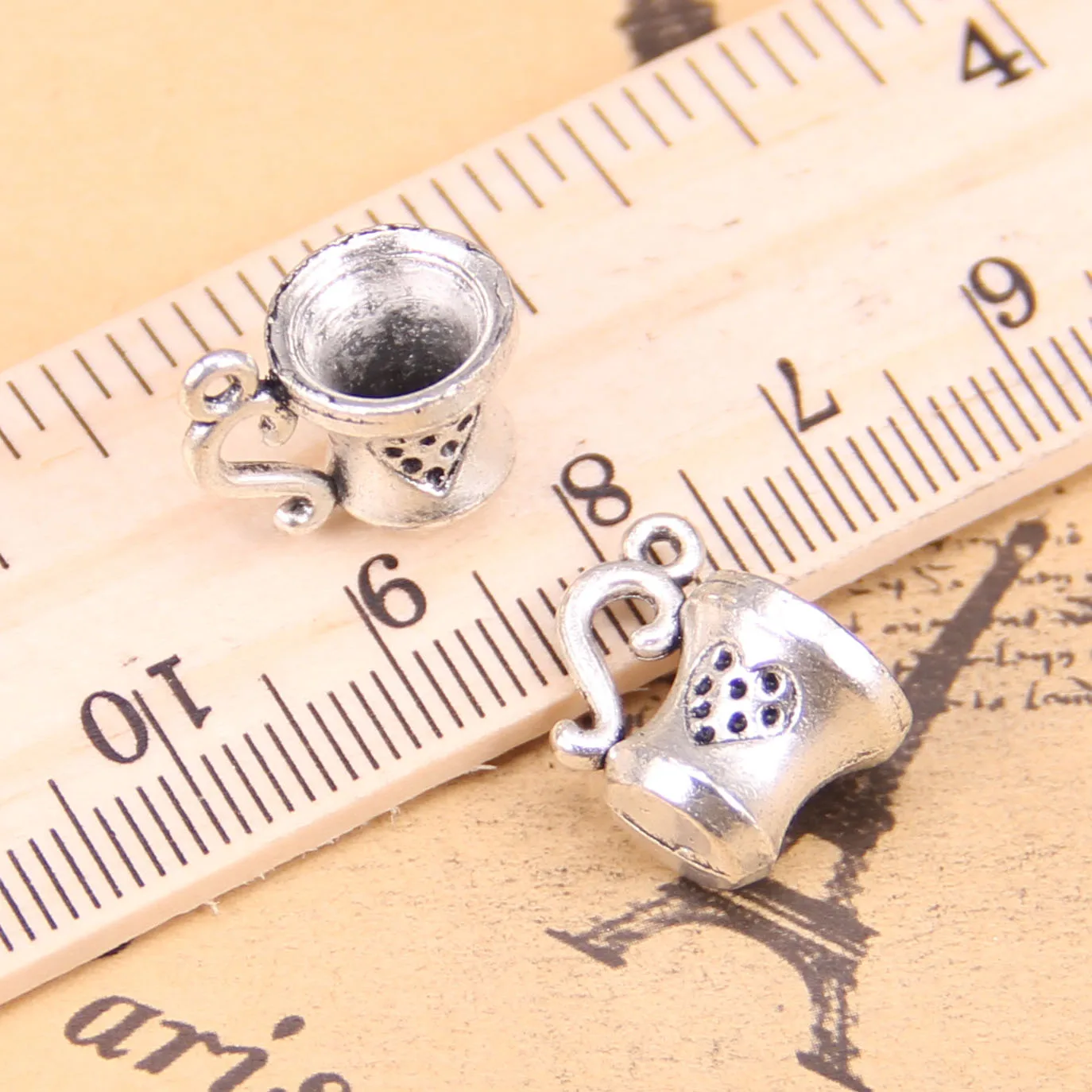 58pcs Jewelry Charms 3D teacup 10x15mm Antique Silver Plated Pendants Making DIY Handmade Tibetan | Украшения и аксессуары