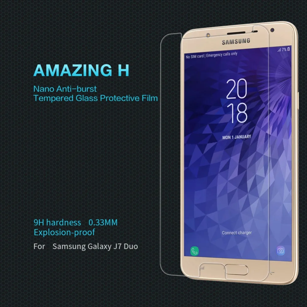 Оригинальная Защитная пленка NILLKIN из закаленного стекла для samsung Galaxy J7 Duo Amazing 9H 0 33