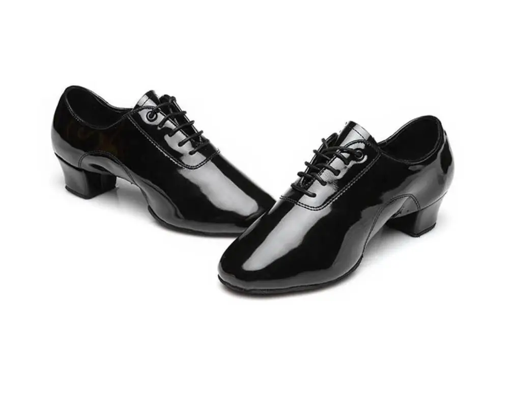 Patent leather black Современные мужские танцевальные туфли для бальных танцев Танго латины мужские танцевальные туфли мужские кроссовки для танцев туфли для латинских танцев A107 - Цвет: Patent leather black