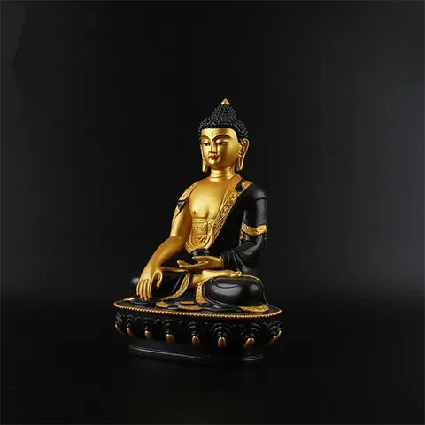 Статуя Будды трехратны с красочным рисунком из смолы, 21 см