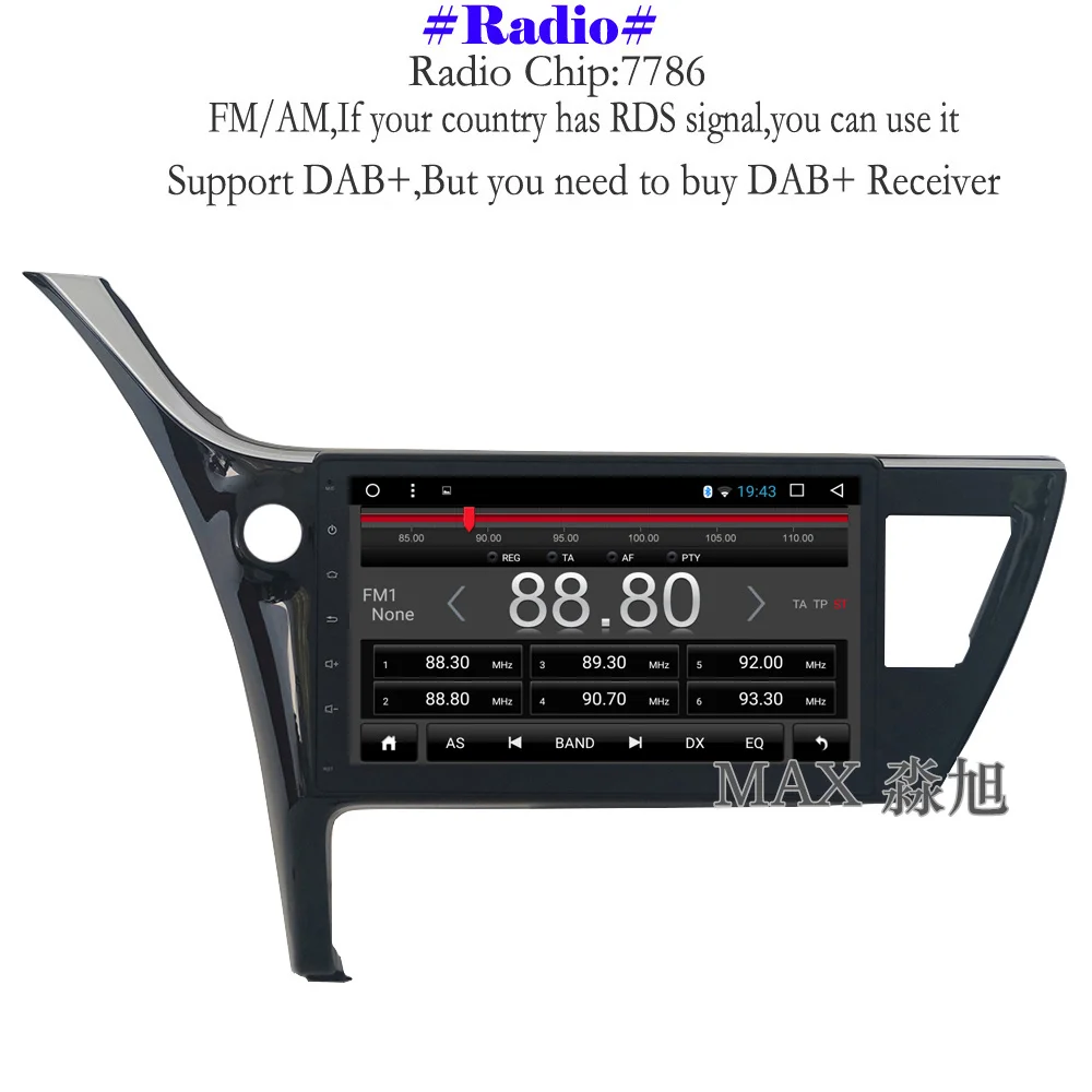 Навигационная система MAX GPS Android 8.1.0 для автомобиля Toyota Corolla 2017 с DVD-плеером, радио RDS, Bluetooth для звонков и музыки, 4G WiFi, управление на кнопках на руле, бесплатными картами.