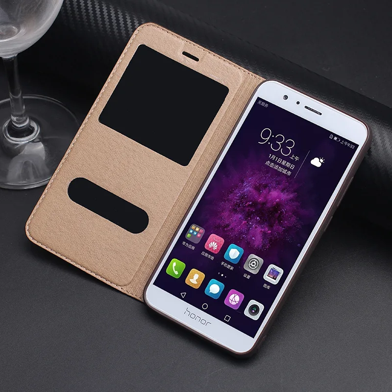 Роскошный чехол из натуральной искусственной кожи для Huawei Honor V9 с откидной