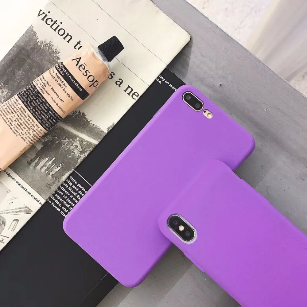 Матовый чехол для телефона из ТПУ iPhone XS X 7 8 Plus 6s мягкая задняя крышка ярких цветов