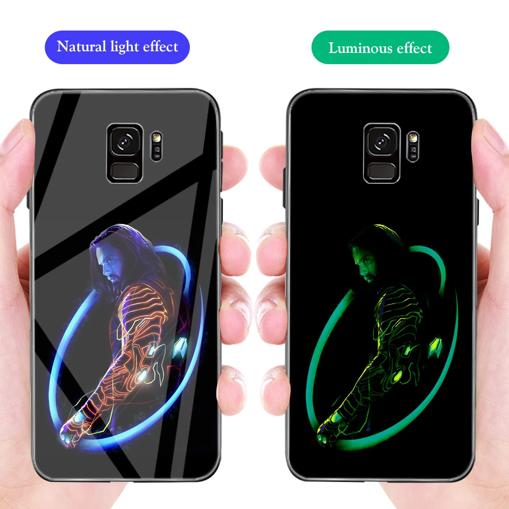 Чехол для телефона ciciber для samsung Galaxy S10 S9 S8 S7 Note 10 9 8 Plus S10e S10+ Edge Марвел Капитан Америк светящееся закаленное стекло